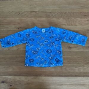 Petit Bateau Blue Baby Shirt with Paisley Pattern